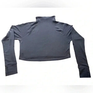 Lole Cropped Wool  Blend Mock Neck Black Crop Top Size Large